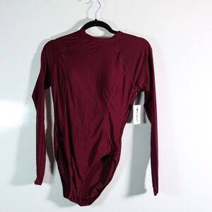 NEW Coppersuit Women's Long Sleeve One Piece Swimsuit Bathing Suit Merlot M